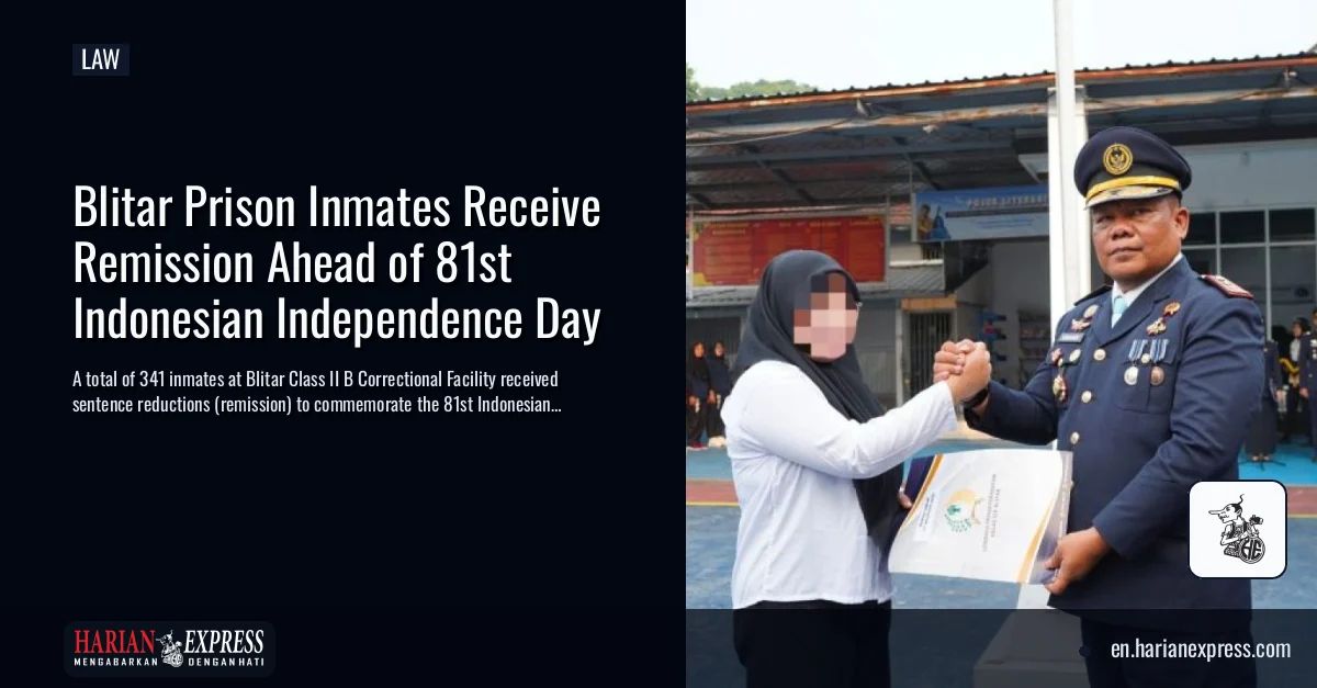 Blitar Prison Inmates Receive Remission Ahead of 81st Indonesian Independence Day