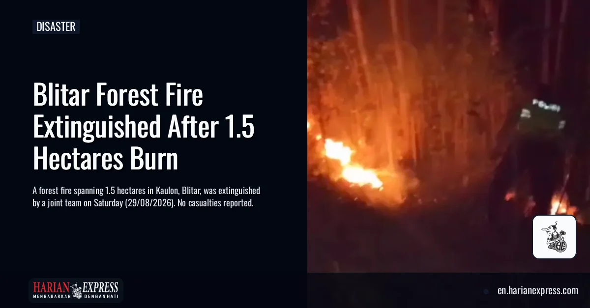 Blitar Forest Fire Extinguished After 1.5 Hectares Burn
