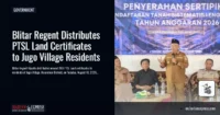 Blitar Regent Distributes PTSL Land Certificates to Jugo Village Residents