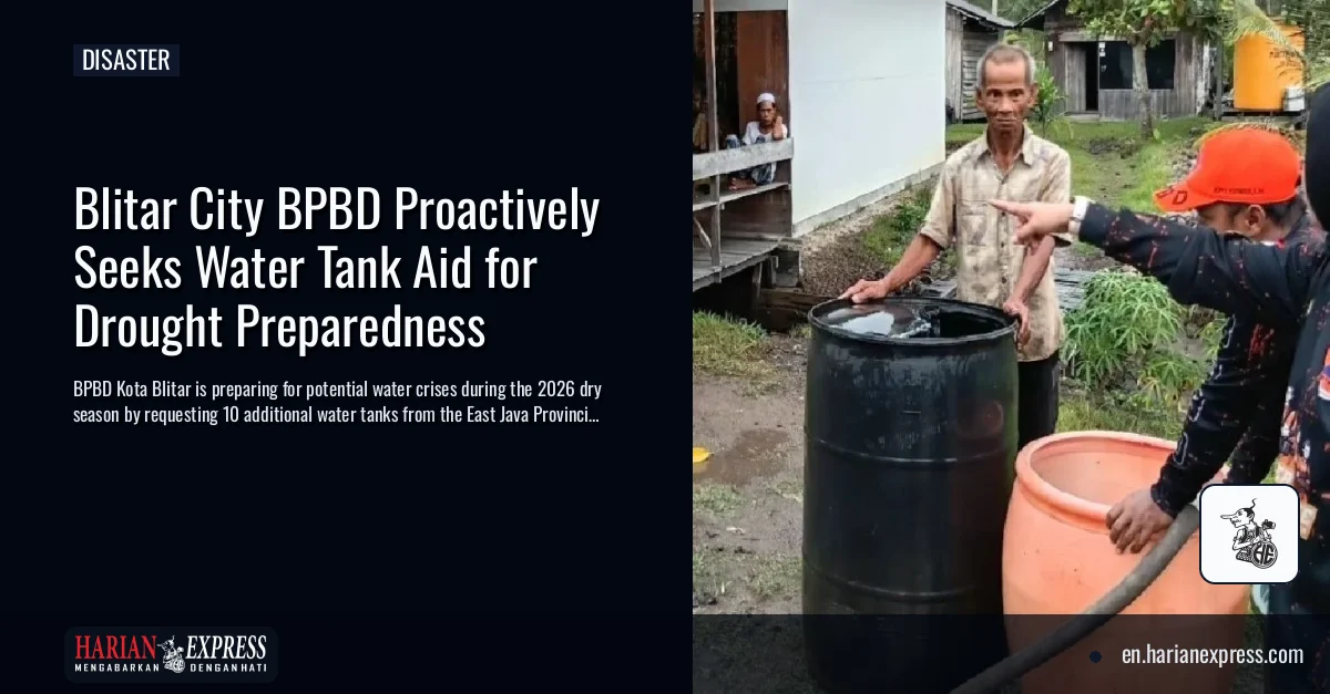 Blitar City BPBD Proactively Seeks Water Tank Aid for Drought Preparedness