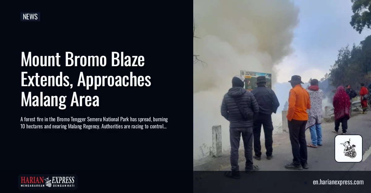 Mount Bromo Blaze Extends, Approaches Malang Area