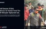Jambi Governor Al Haris Addresses Six-Hectare Forest Fire with Helicopter Deployment and Prevention Efforts